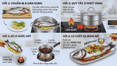 Cá Hấp Tương Xì Dầu: Cú Chốt Hạ 8 Phút Đẳng Cấp Nhà Hàng